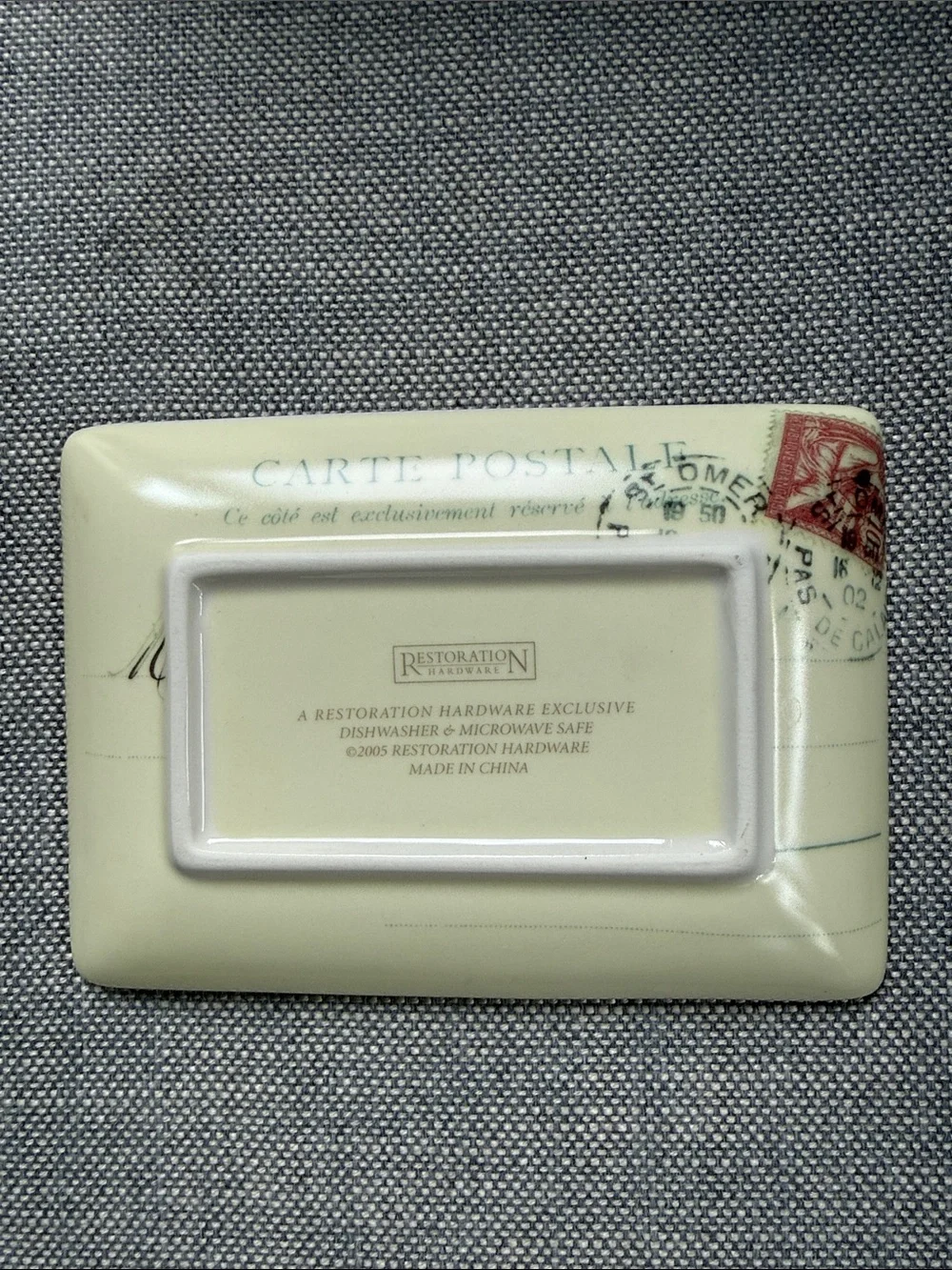 Restoration Hardware Post Card Plates - Set of 4 - each 4.5” x 6.25”